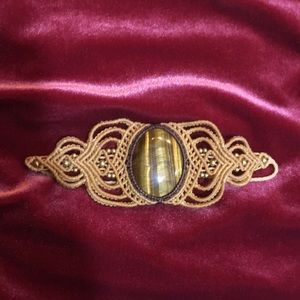 Tigers Eye Macrame Bracelet Boho Crystal Healing